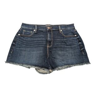 Torrid Denim Shorts Womens 10 Dark Blue Raw Hem Frayed Feel The Fit Casual Boho